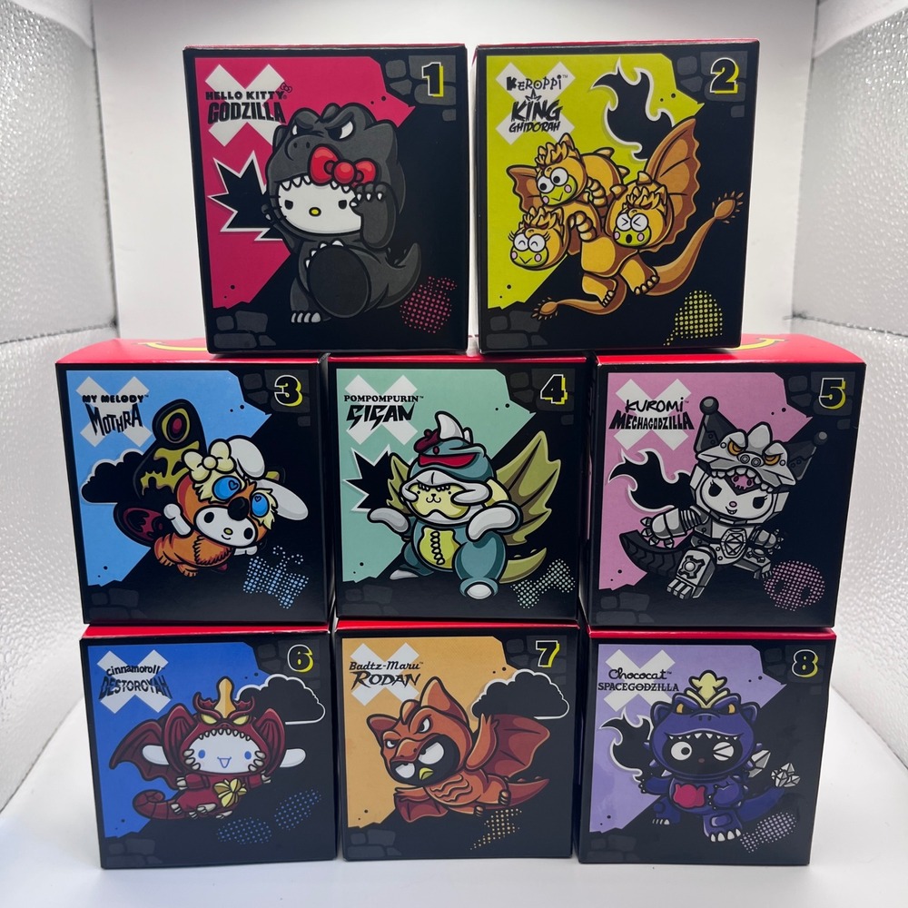 Sanrio Godzilla McDonald's Happy Meal Toy Set Multicolor New Full Set 1-8
